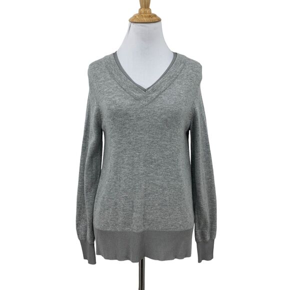 Soft Surroundings Tressa Sweater Womens XS Heather Gray Wool Alpaca Blend V Neck - Picture 1 of 11